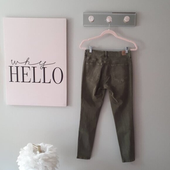 EUC Zara olive khaki skinny cropped ankle washed look sparkle side stripe jeans - Picture 6 of 13